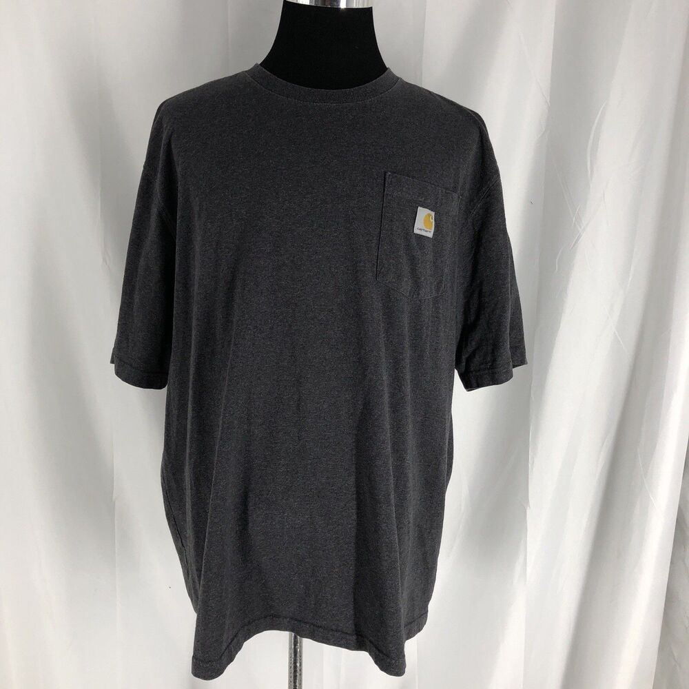 Carhartt T-Shirt Men’s Gray Pocket Short Sleeve Loose Fit Work Tee 2XL